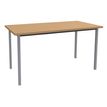 Table de réunion Rectangulaire - 140 x 70 cm - Pieds carrés aluminium - imitation hêtre