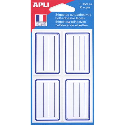 3270241119770-Apli Agipa - 32 Étiquettes scolaires cadre et lignes bleus - 36 x 56 mm - réf 111977--1