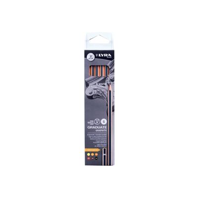 4084900105573-Lyra Graduate Artistic - 6 Crayons graphites - boîte métal - différentes tailles de mines-Avant-0