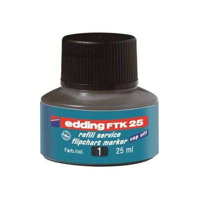 4004764780242-edding FTK 25 - Recharge d'encre marqueur pour chevalets - noir-Avant-0